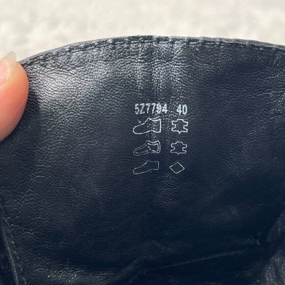 Miu Miu Women's Black Leather Heeled Lace Up Wooden Boots Size 40 - Picture 15 of 16